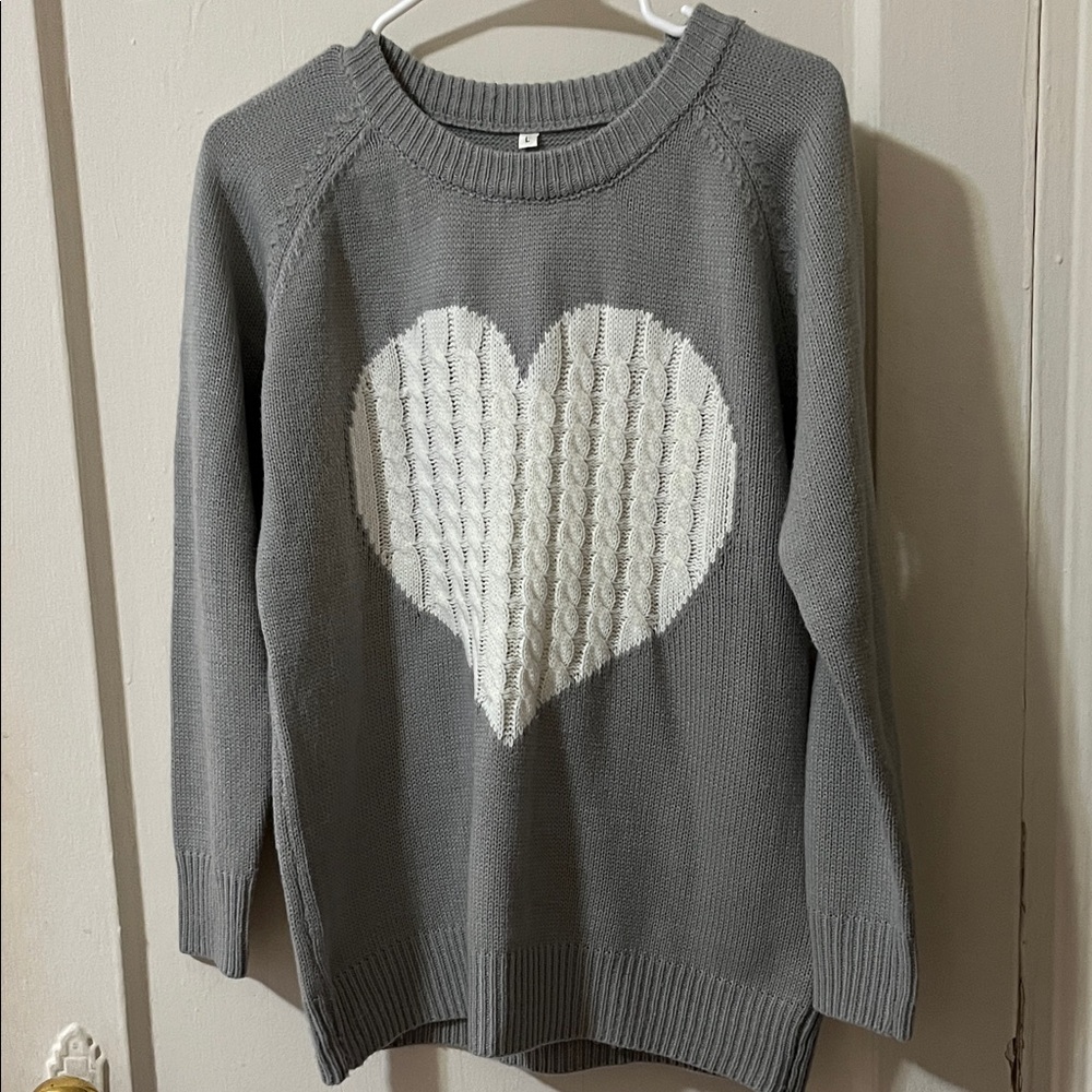 Gray Heart Sweater